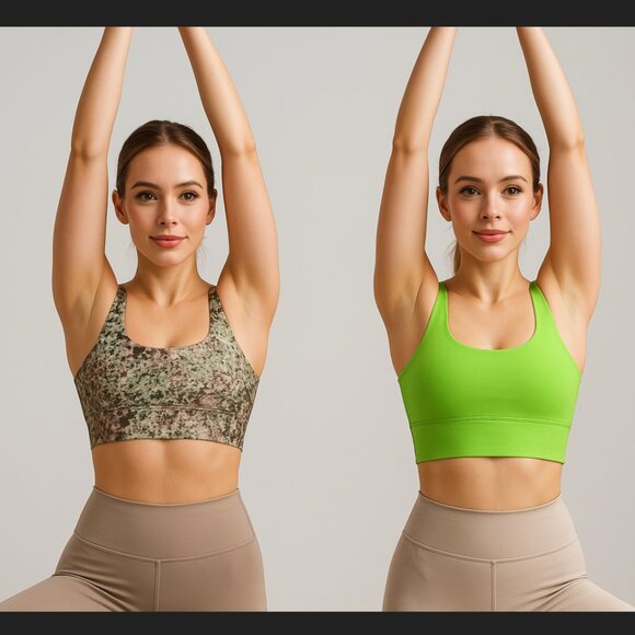 Fabletics Reversible Sports Bra XXS 0-2 Harlyn Earthen Brown Lime Green Citrus - Picture 1 of 16